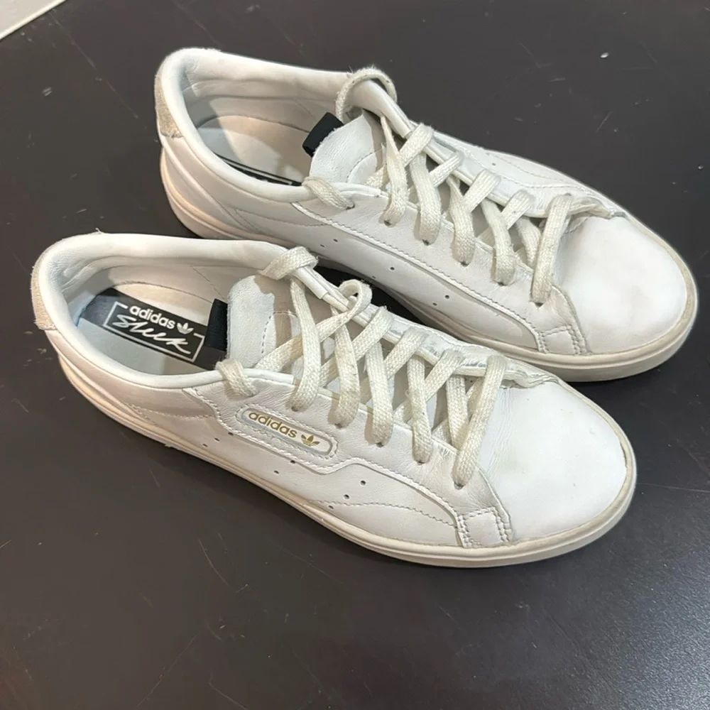 Adidas Sleek white leather sneakers
